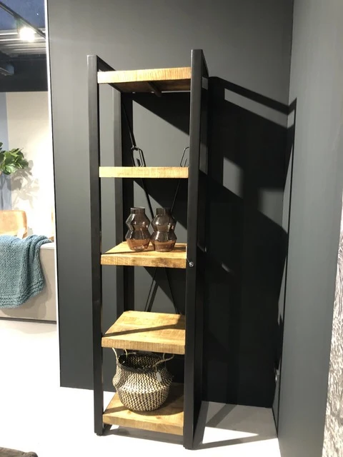 Regal Industriedesign, Bücherregal Metall Holz, Breite 55 cm