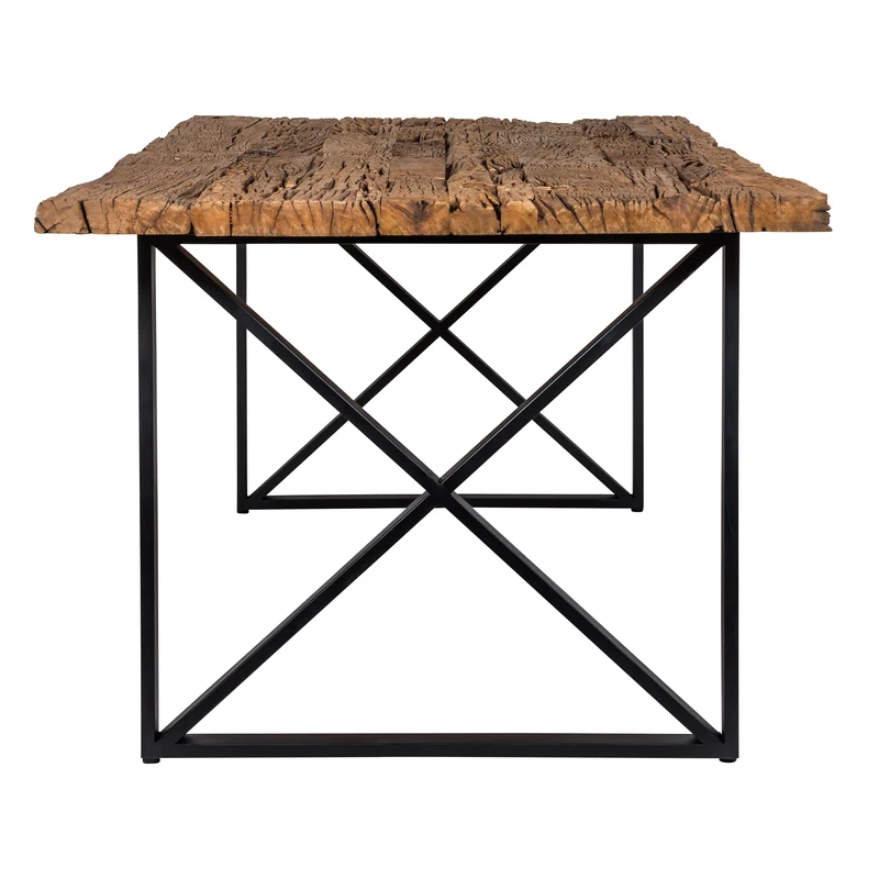Esstisch Tischplatte aus Altholz, Tisch schwarz im Landhausstil, Länge 200 cm