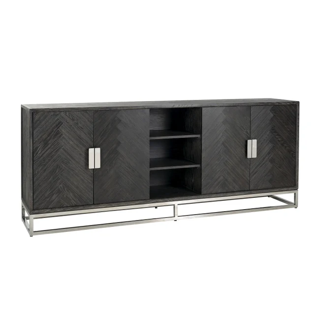 Sideboard schwarz, Anrichte verchromt schwarz, Sideboard schwarz, Breite 225 cm (Ausverkauft)