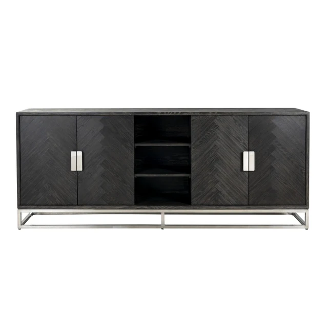 Sideboard schwarz, Anrichte verchromt schwarz, Sideboard schwarz, Breite 225 cm (Ausverkauft)