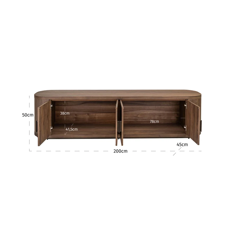 TV Schrank braun Fernsehschrank oval braun, Lowboard braun, Breite 200 cm