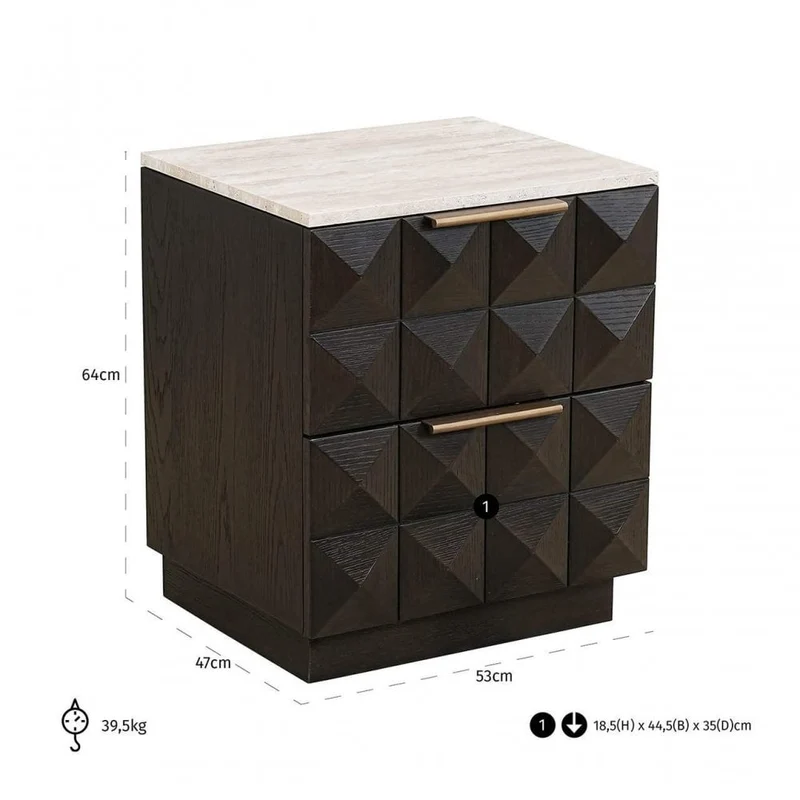 Nachtisch braun, Beistelltisch braun, Höhe 62 cm