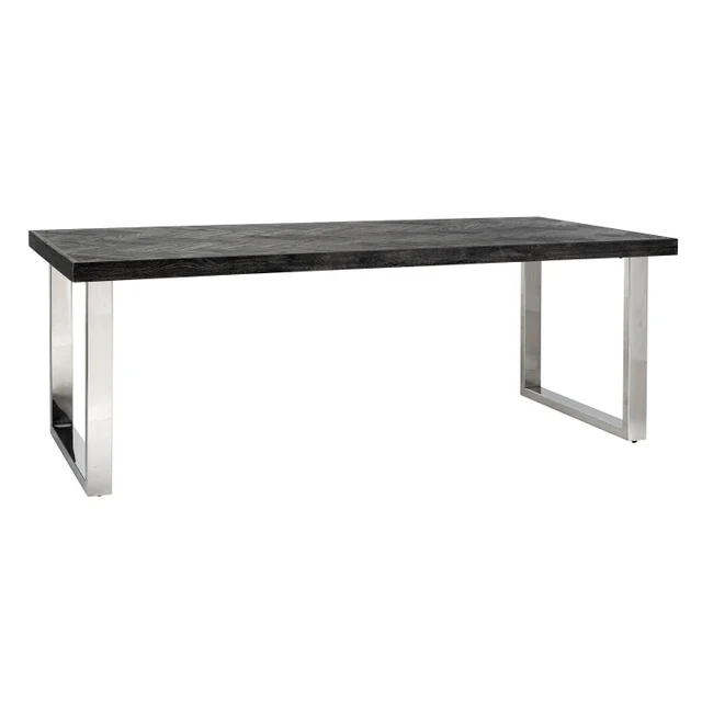 Esstisch schwarz, Tisch verchromt schwarz, Tisch schwarz, Breite 220 cm