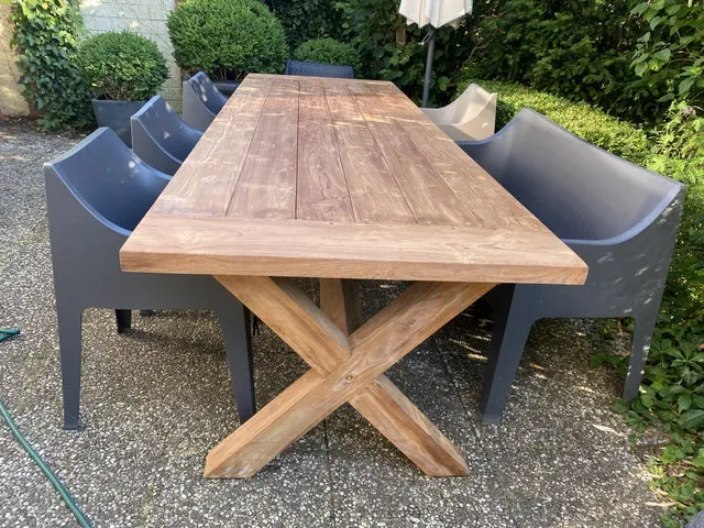 Gartentisch Teakholz Landhaus , Esstisch Massivholz, Tisch Holz massiv, Länge 200 cm