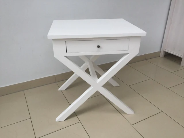 Nachttisch weiß, Beistelltisch weiß Landhausstil, Beistelltisch Holz, Maße 55 x 45 cm