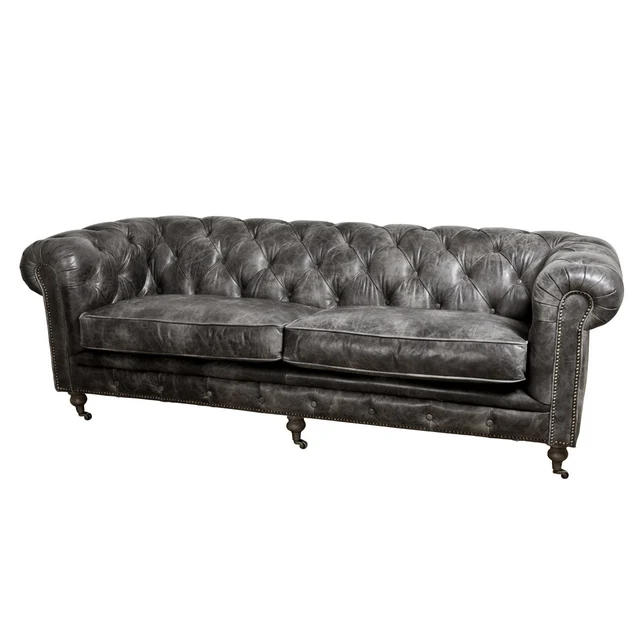 Chesterfield Sofa schwarz, Sofa schwarz Chesterfield, Breite 220 cm