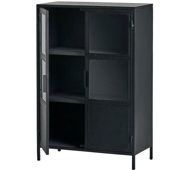 Metallschrank schwarz, Schrank schwarz Industriedesign, Breite 80 cm