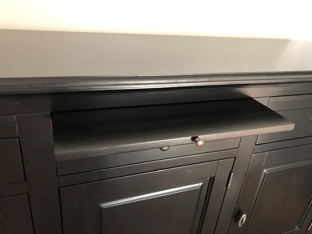 Sideboard schwarz, Anrichte schwarz Landhaus, Sideboard Landhausstil, Breite 177 cm