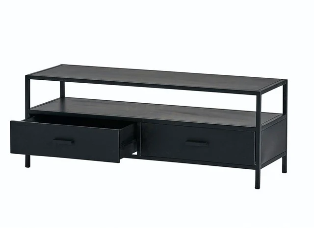 TV Lowbaord schwarz, Fernsehschrank Metall schwarz, TV Regal schwarz, Schrank schwarz Industriedesign, Breite 120 cm