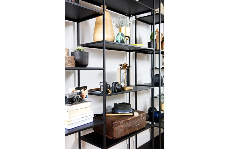 Metall Regal schwarz, Regal schwarz, Bücherregal Metall schwarz, Breite 120 cm
