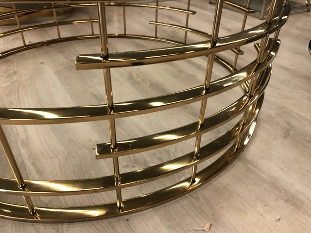 Couchtisch Gold rund, runder Tisch Gold, Couchtisch Glas Metall, Durchmesser 100 cm
