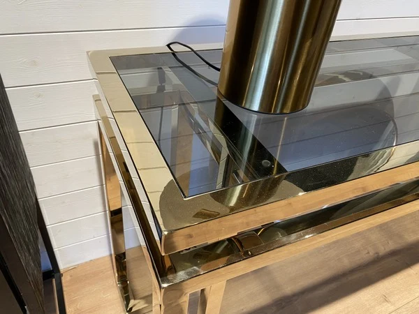 Konsole Gold, Wandtisch Gold Glas Metall, Tisch Gold Glas, Breite 160 cm
