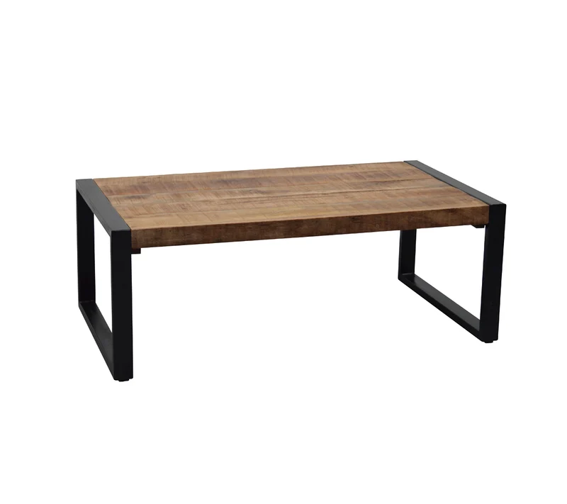 Couchtisch Industriedesign, Tisch Metall Holz, Breite 110 cm
