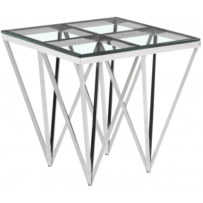 Beistelltisch Silber Glas-Metall, Glastisch verchromt Glas-Metall