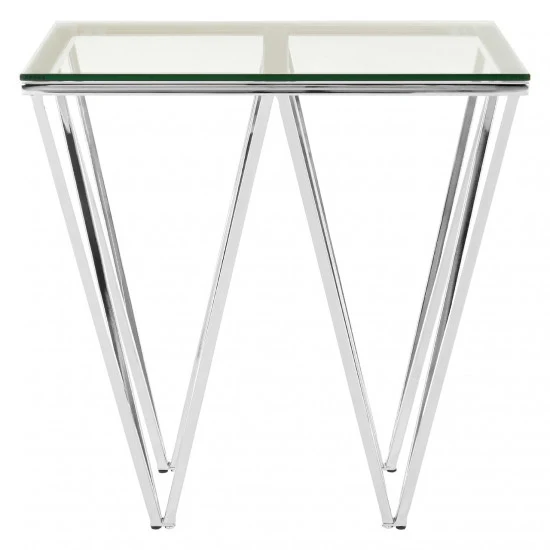 Beistelltisch Silber Glas-Metall, Glastisch verchromt Glas-Metall