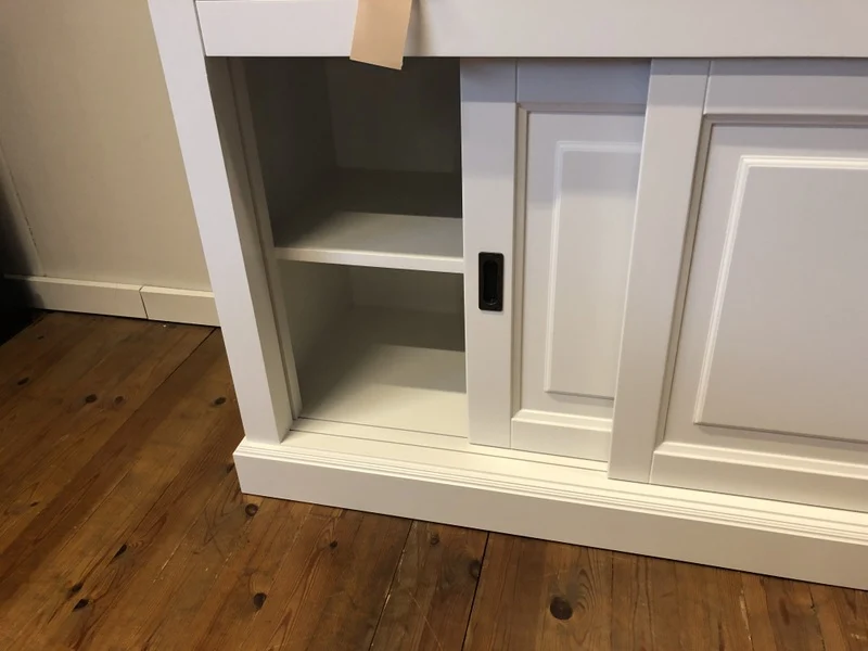 Vitrine weiß Landhaus, Geschirrschrank weiß Landhaus, Vitrinenschrank weiß Landhausstil, andere Farben optional wählbar, Breite 126 cm
