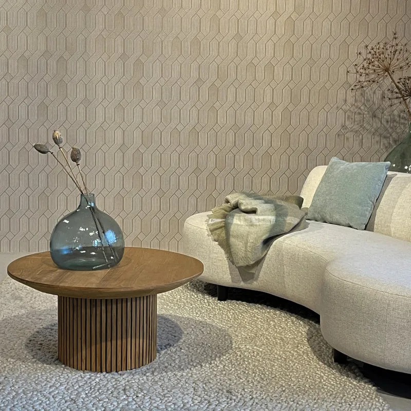 Couchtisch rund Massivholz, runder Couchtisch Naturholz-Farbe, Durchmesser 80 cm