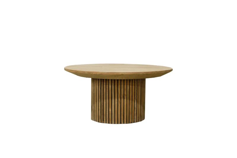 Couchtisch rund Massivholz, runder Couchtisch Naturholz-Farbe, Durchmesser 80 cm