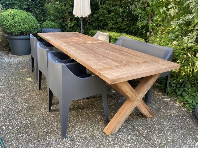 Gartentisch Landhaus , Esstisch Massivholz, Tisch Holz massiv, Länge 240 cm