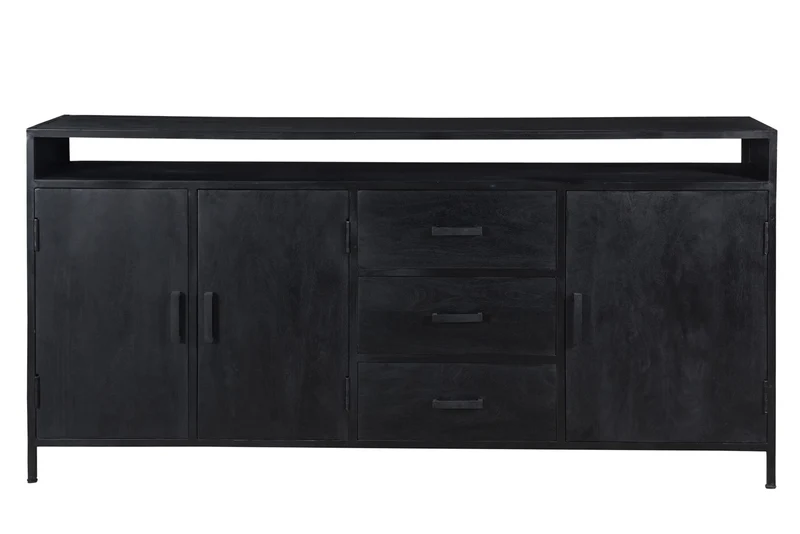 Sideboard schwarz, Anrichte schwarz, Schrank schwarz, Breite 180 cm