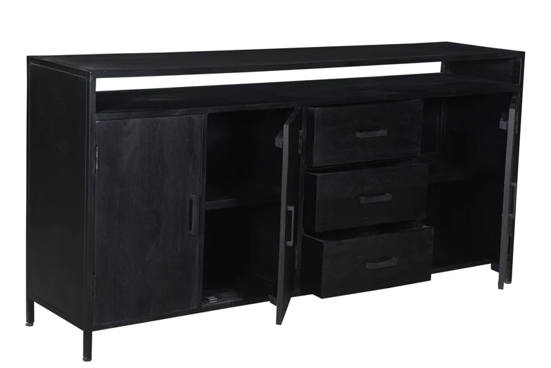 Sideboard schwarz, Anrichte schwarz, Schrank schwarz, Breite 180 cm