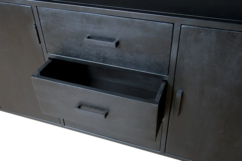 Sideboard schwarz, Anrichte schwarz, Schrank schwarz, Breite 180 cm
