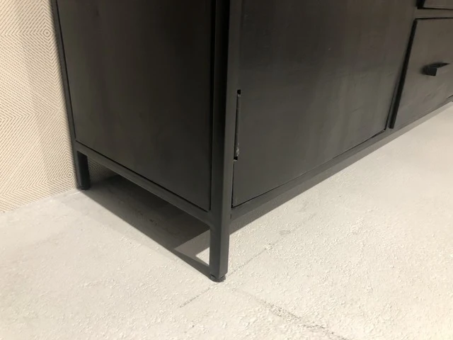Lowboard schwarz, TV Schrank schwarz, TV Lowboard schwarz, Fernsehschrank schwarz, Breite 220 cm