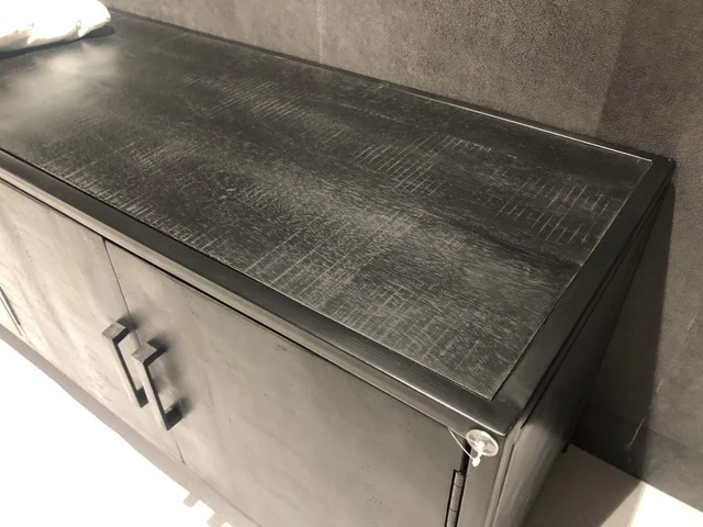 Lowboard schwarz, TV Schrank schwarz, TV Lowboard schwarz, Fernsehschrank schwarz, Breite 220 cm