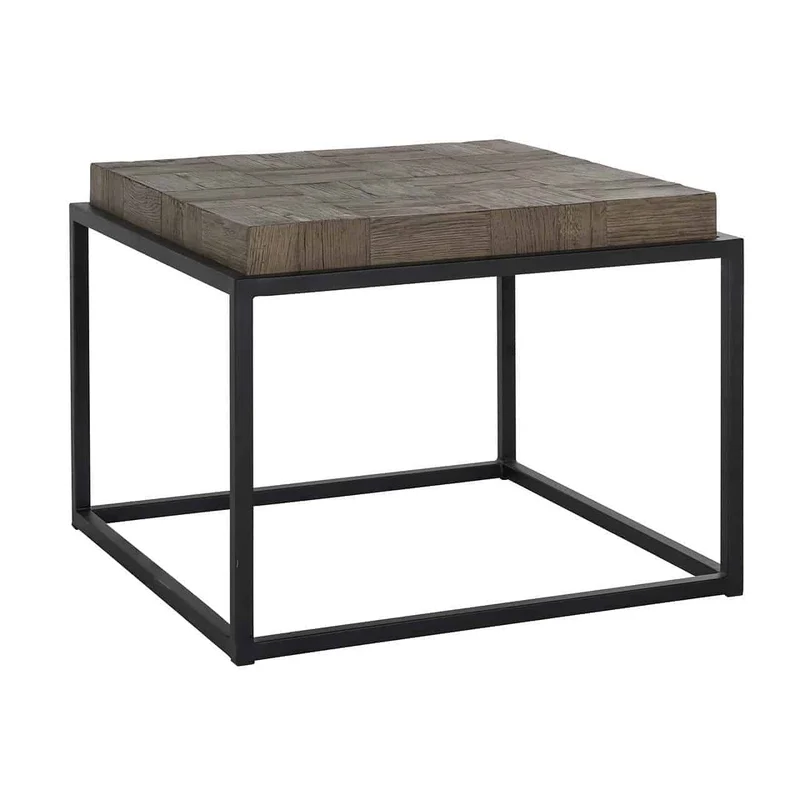 Beistelltisch braun, Tisch Holz Metall, Beistelltisch Metallgestell, Breite 60 cm