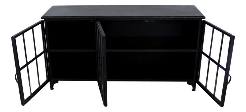 Sideboard schwarz Industriedesign, Anrichte schwarz Landhaus, Kommode Landhaus, Breite 150 cm