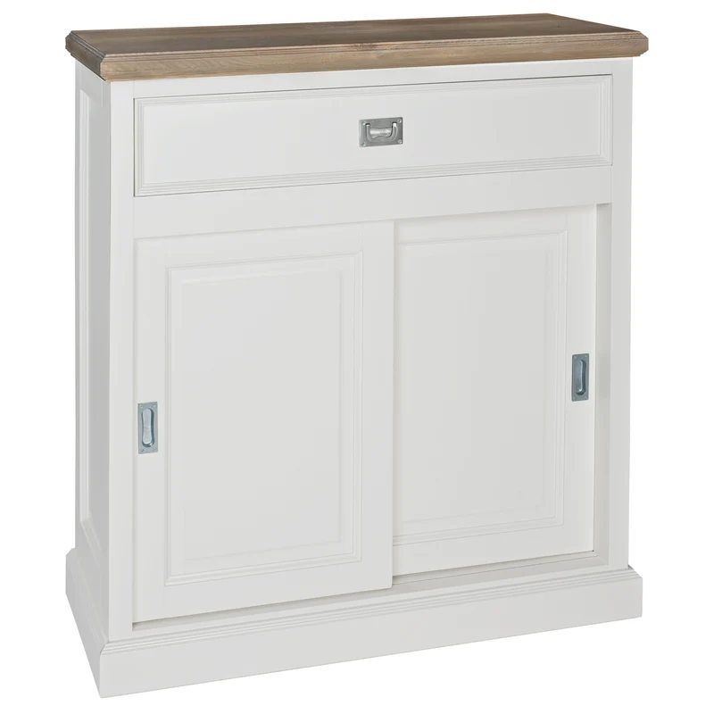 Kommode weiß-Naturholz, Sideboard weiß Landhausstil, Breite 100 cm