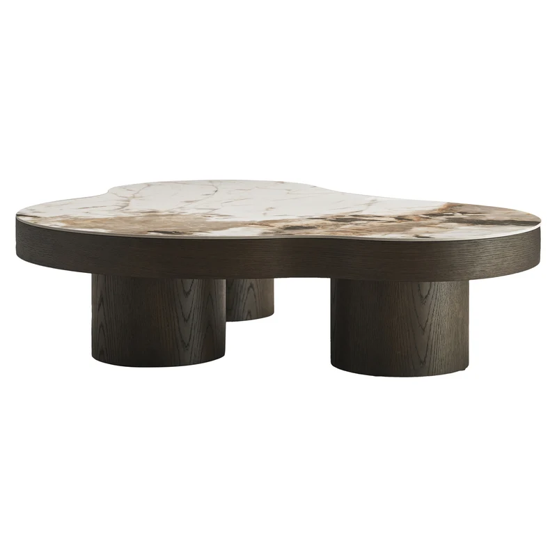 Couchtisch halbrund Keramik-braun, Couchtisch Keramik braun, Länge 140 cm