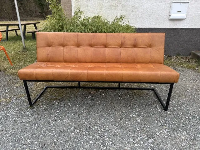 Lederbank cognac, Sitzbank Leder, Bank Leder cognac, Breite 206 cm