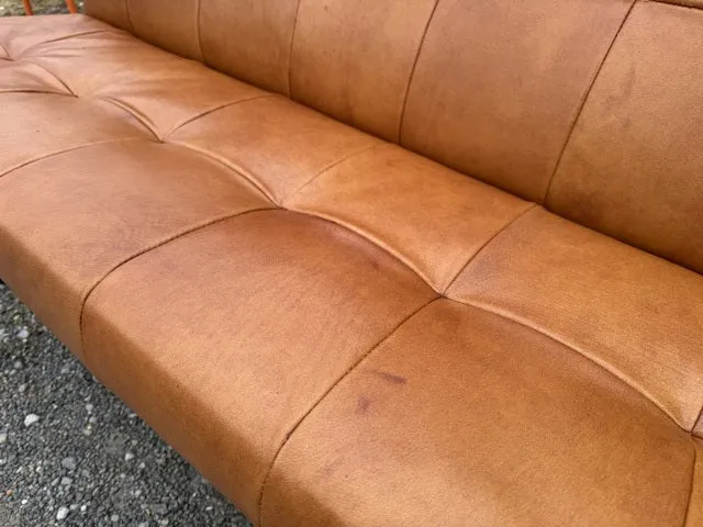 Lederbank cognac, Sitzbank Leder, Bank Leder cognac, Breite 206 cm
