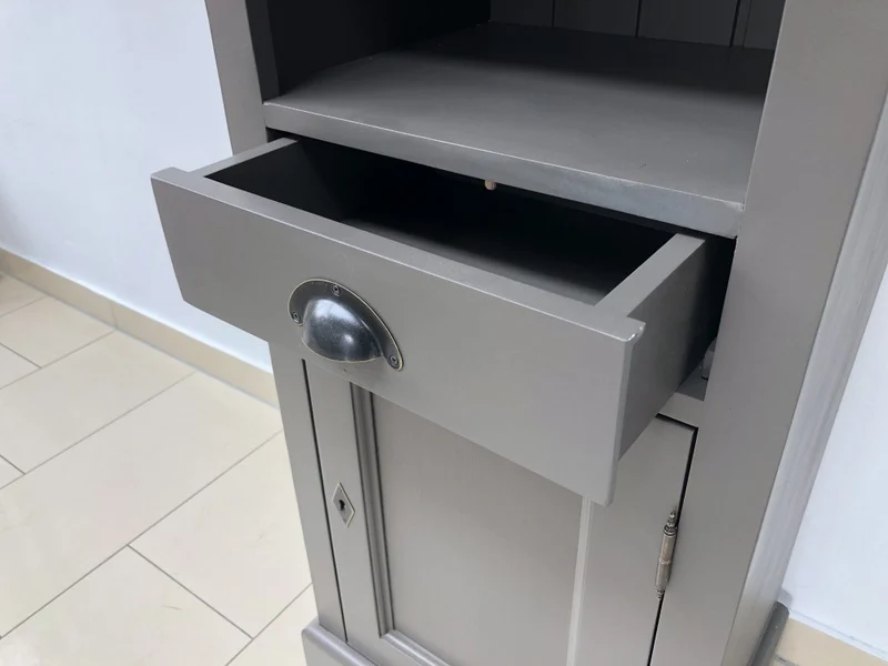 Badezimmerschrank anthrazit Landhausstil, Regal anthrazit Landhaus, Schrank anthrazit, Breite 49 cm