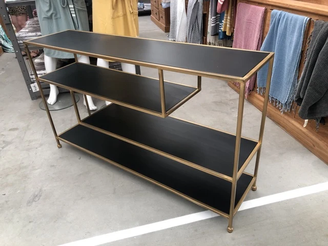 Konsole schwarz-Gold Metall, Wandkonsole schwarz, Wandtisch Gold Metall, Breite 140 cm