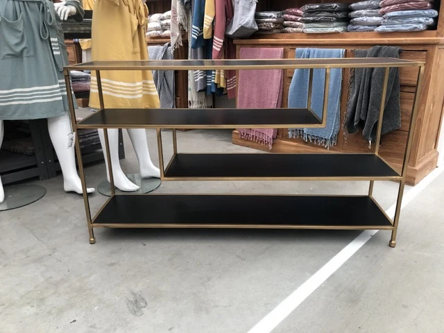 Konsole schwarz-Gold Metall, Wandkonsole schwarz, Wandtisch Gold Metall, Breite 140 cm