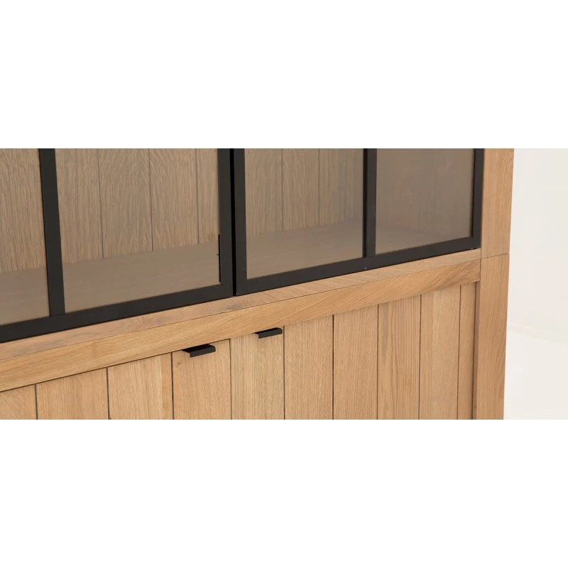 Vitrine Eiche massiv Landhaus, Geschirrschrank Eiche Landhausstil, Schrank Landhaus, Breite 192 cm