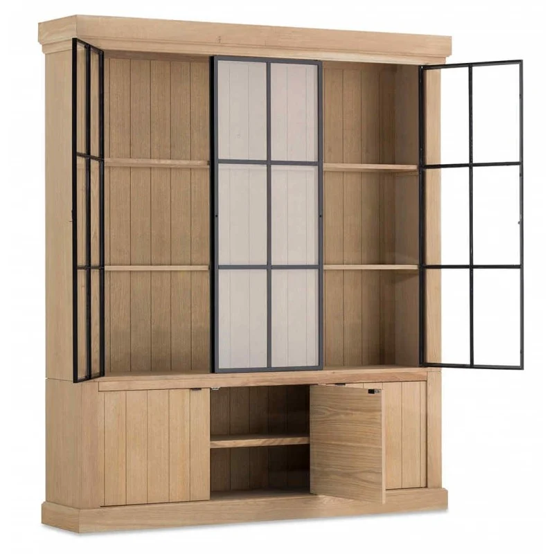 Vitrine Eiche massiv Landhaus, Geschirrschrank Eiche Landhausstil, Schrank Landhaus, Breite 192 cm