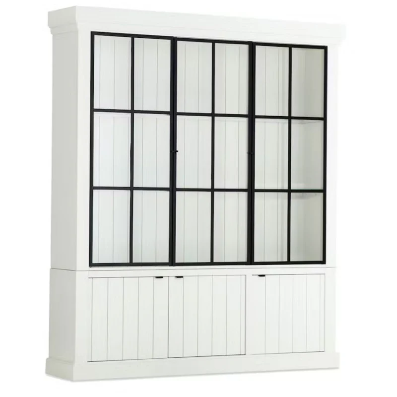Vitrine Eiche massiv Landhaus, Geschirrschrank Eiche Landhausstil, Schrank Landhaus, Breite 192 cm