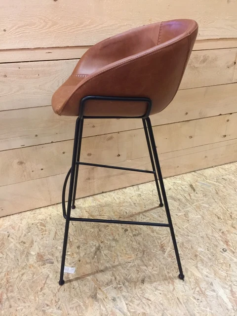 Barstuhl gepolstert Metall-Gestell, Barstuhl braun, Sitzhöhe 65 cm