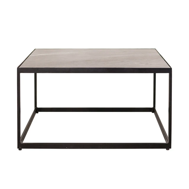 Couchtisch Metall Gestell, Couchtisch Tischplatte Holz, Maße 70x70 cm