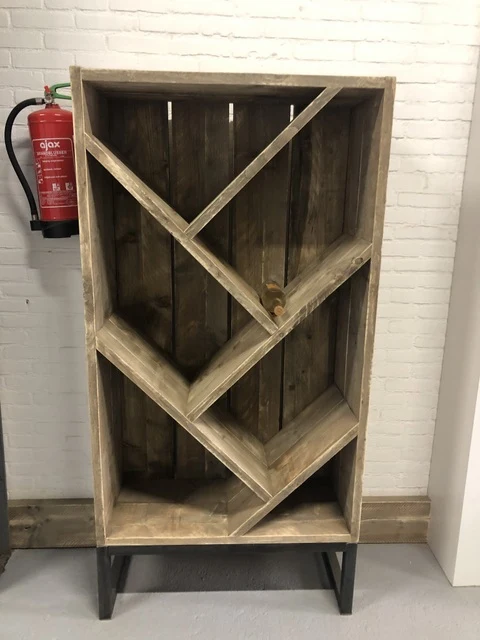 Weinschrank Industriedesign, Weinregal Altholz, Breite 80 cm