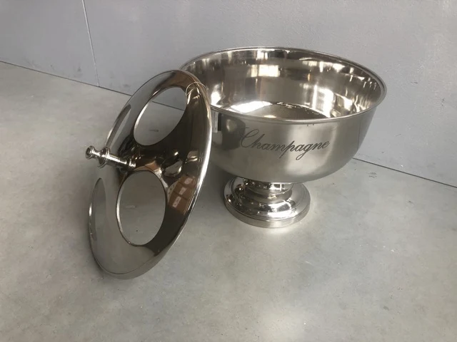 Champagnerkühler Silber, Sektkühler Silber, Weinkühler Silber, Durchmesser 37 cm
