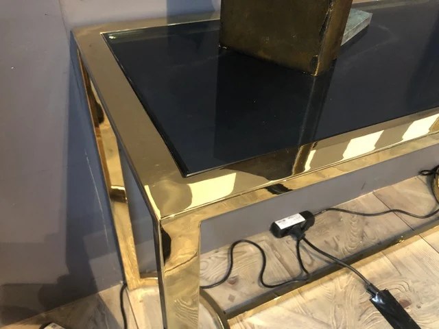 Konsole Gold, Glaskonsole Gold, Konsole Glas, Breite 140 cm