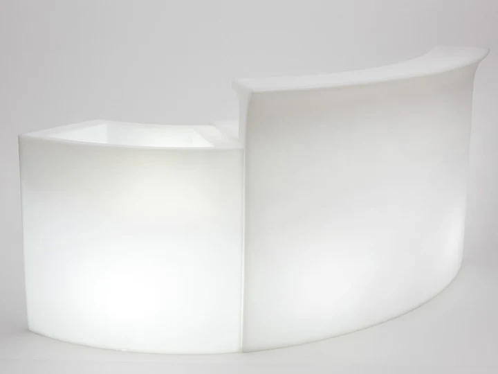 2er Set 1 Bartheke und 1 ICE Element Kunststoff, Bartheke weiß, Bartresen weiß mit Beleuchtung, Bar weiß Kunststoff, Breite 266 cm