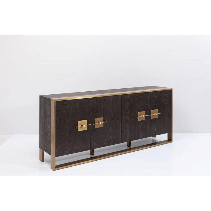 Sideboard Gold-braun Messing-Gestell, Anrichte braun-Gold, Breite 180 cm