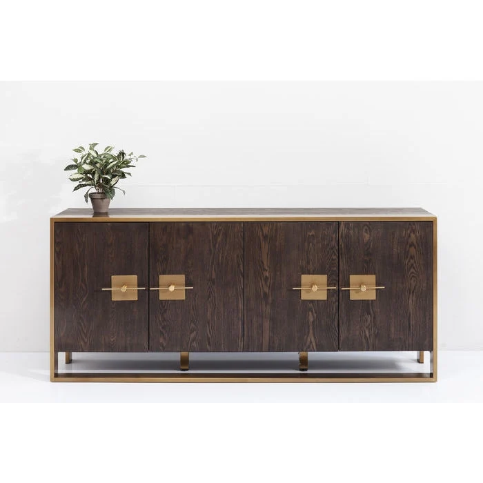 Sideboard Gold-braun Messing-Gestell, Anrichte braun-Gold, Breite 180 cm