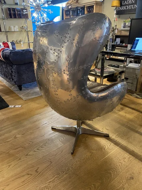 Sessel Aluminium, Drehsessel Aircraft, Ohrensessel Industriedesign, Sessel Aircraft schwarz-Silber