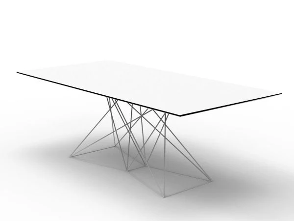 Esstisch weiß rechteckig, Tisch weiß Metall-Gestell, Breite 200 cm